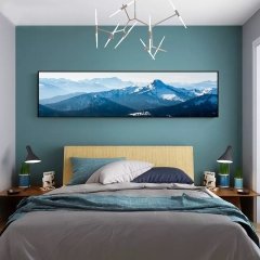 120x50cm Panoramik Kanvas Tuval Tablo Mountains Kod: P2001 Altın Metal Çerçeve-