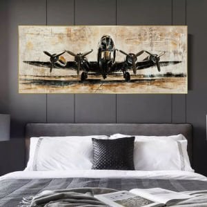 120x50cm Panoramik Kanvas Tuval Tablo Vintage Uçak Kod: H69-K