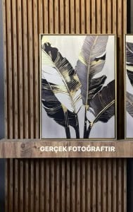 Kanvas Tuval Tablo Gold Detay Tüyler Kod: CTN84-2-K