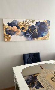 120x50cm Panoramik Kanvas Tuval Tablo Blue Ink Kod: TLH34-K