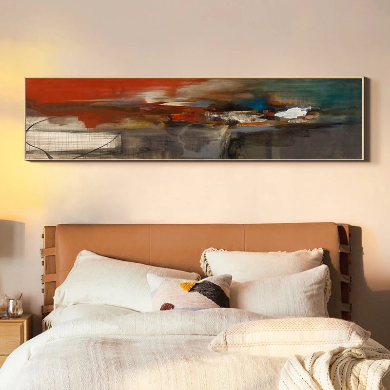 120x50cm Panoramik Kanvas Tuval Tablo Vintage Look Kod: P022 Altın Metal Çerçeve-