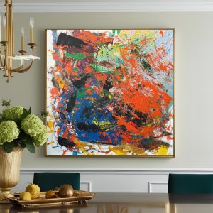 Yağlı Boya Dokulu Kabartmalı Karışık Soyut Tablo 70x70cm