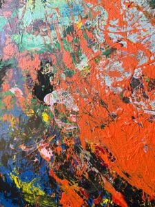 Yağlı Boya Dokulu Kabartmalı Karışık Soyut Tablo 70x70cm