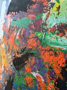 Yağlı Boya Dokulu Kabartmalı Karışık Soyut Tablo 70x70cm