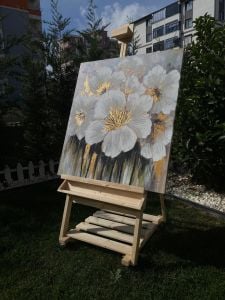 Yağlı Boya Dokulu Kabartmalı Çiçek Tablo