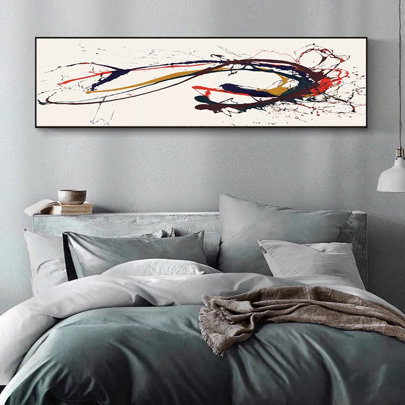 120x50cm Panoramik Kanvas Tuval Tablo Fırça Kod: P027 Altın Metal Çerçeve-