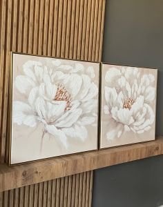 Yağlı Boya Dokulu Kabartmalı Çiçekler İkili Set Tablo 70x70cm