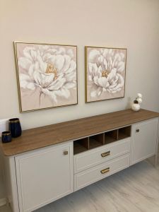 Yağlı Boya Dokulu Kabartmalı Çiçekler İkili Set Tablo 70x70cm