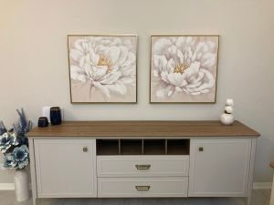 Yağlı Boya Dokulu Kabartmalı Çiçekler İkili Set Tablo 70x70cm
