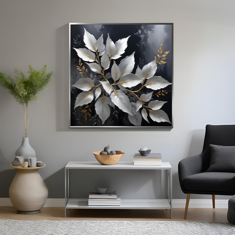 Kanvas Tuval Tablo Gümüş Yapraklar Kod: EYL123