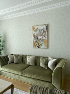 Kanvas Tuval Tablo Altınlı Bej Çiçek Kod: EB001