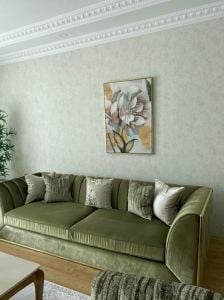 Kanvas Tuval Tablo Altınlı Bej Çiçek Kod: EB001