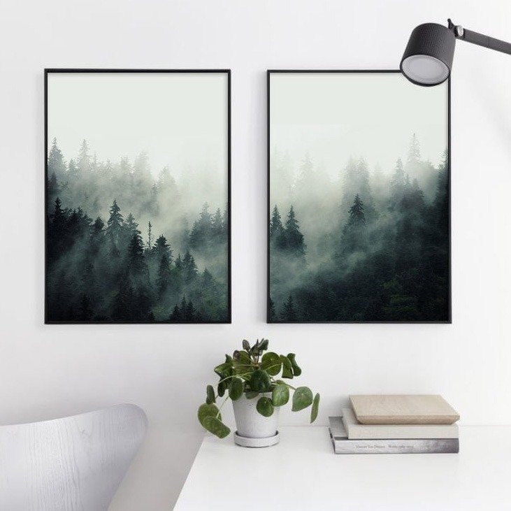 İkili Kanvas Tuval Tablo Mist Forest Kod: A769-K