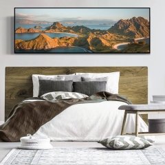 120x50cm Panoramik Kanvas Tuval Tablo View Kod: P2011 Altın Metal Çerçeve-