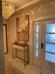 Yağlı Boya Dokulu Kabartmalı Krem Modern Çiçek Tablo