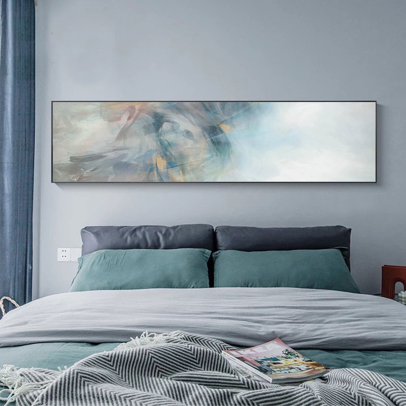 120x50cm Panoramik Kanvas Tuval Tablo Haze Kod: P032 Altın Metal Çerçeve-