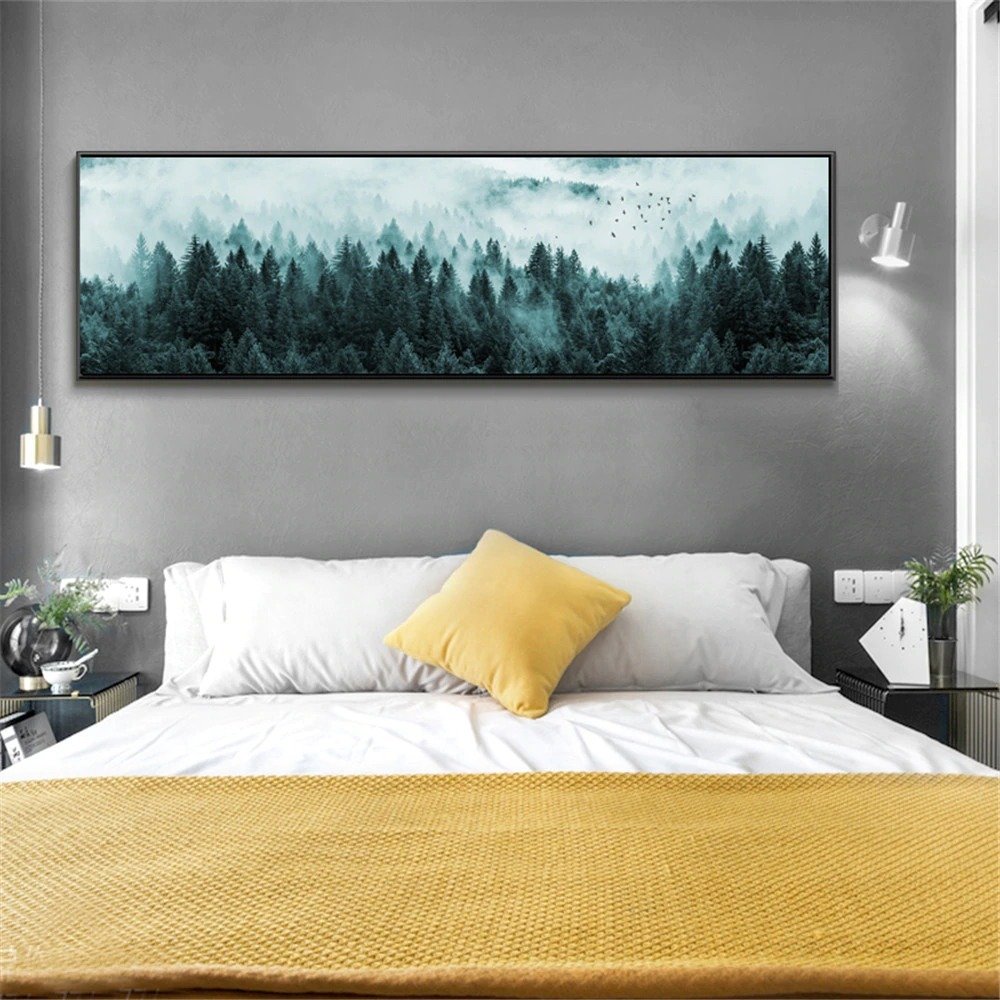 120x50cm Panoramik Kanvas Tuval Tablo Misty Forest Kod: P2013