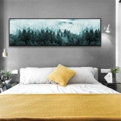 120x50cm Panoramik Kanvas Tuval Tablo Misty Forest Kod: P2013
