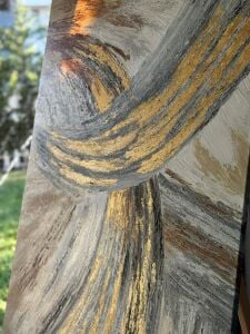 Yağlı Boya Dokulu Kabartmalı Altınlı Soyut Tablo 90x90cm