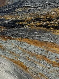 Yağlı Boya Dokulu Kabartmalı Altınlı Soyut Tablo 90x90cm