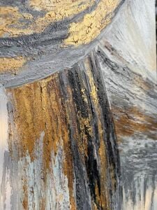 Yağlı Boya Dokulu Kabartmalı Altınlı Soyut Tablo 90x90cm