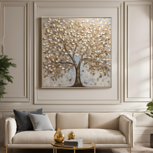 Kanvas Tuval Tablo Altın Yapraklı Ağaç Kod: EYL89