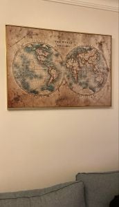 Kanvas Tuval Tablo Vintage Dünya Haritası Kod: W1002