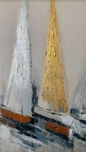 Yağlı Boya Dokulu Kabartmalı Yelken Tablo 90x90cm