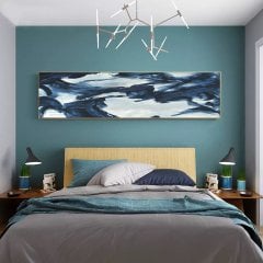 120x50cm Panoramik Kanvas Tuval Tablo Mavi Blue Brush Kod: P036