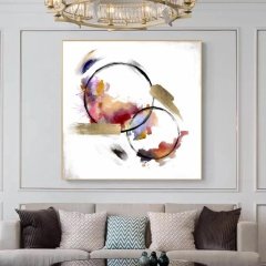 Kanvas Tuval Tablo Mavi Çiçek Kod: KT0002 90x90cm Kanvas Tablo - Altın Metal Çerçeve-