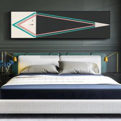 120x50cm Panoramik Kanvas Tuval Tablo Geometri Kod: P039 Altın Metal Çerçeve-