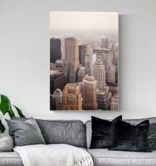 Kanvas Tuval Tablo Downtown Şehir Kod: SR0001 90x90cm Kanvas Tablo - Altın Metal Çerçeve-