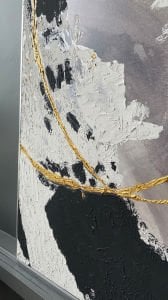 Yağlı Boya Dokulu Kabartmalı Gri Bej Soyut Tablo