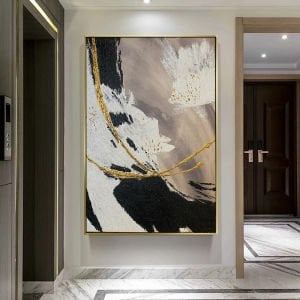 Yağlı Boya Dokulu Kabartmalı Gri Bej Soyut Tablo