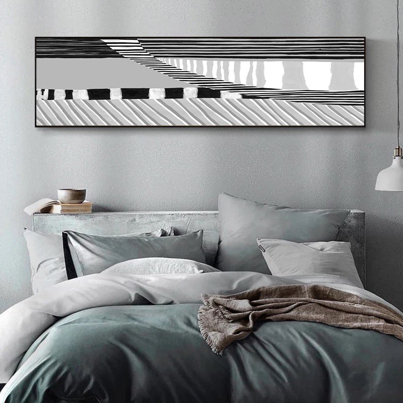 120x50cm Panoramik Kanvas Tuval Tablo Monochrome Kod: P042 Altın Metal Çerçeve-