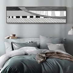 120x50cm Panoramik Kanvas Tuval Tablo Monochrome Kod: P042 Altın Metal Çerçeve-