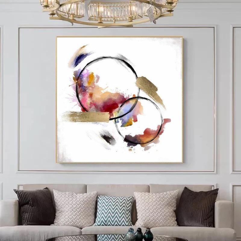 Kanvas Tuval Tablo Abstract Line Kod: KT0057 90x90cm Kanvas Tablo - Altın Metal Çerçeve-