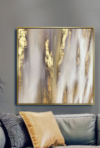 Kanvas Tuval Tablo Bej Altın Detaylar- Özel Sipariş 90x90cm