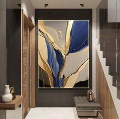 Kanvas Tuval Tablo Soft Gül Kod: K1297 90x90cm Kanvas Tablo - Altın Metal Çerçeve-