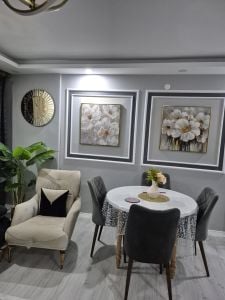 İkili Kanvas Tuval Tablo Gold Detaylı Çiçekler K896-6-K