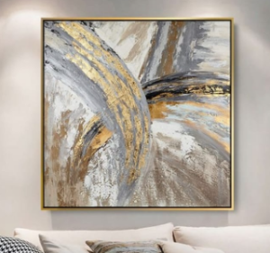 Kanvas Tuval Tablo Bej Altın Detaylar- Özel Sipariş 90x70cm