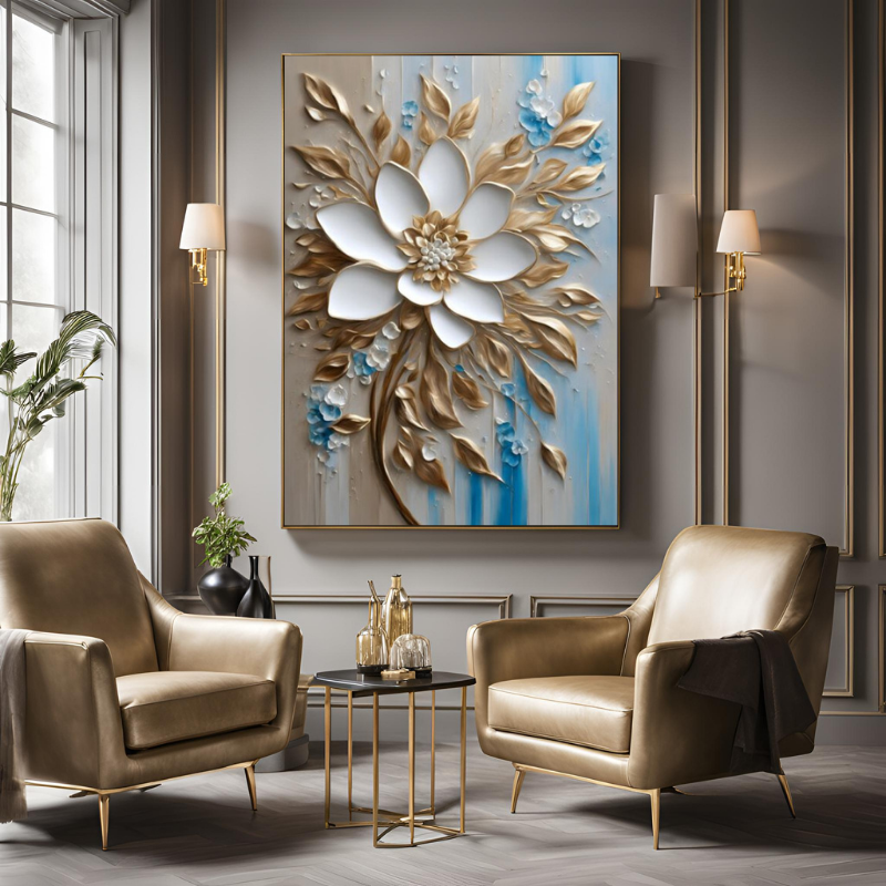 Kanvas Tuval Tablo Golden Flower Kod: EYL67