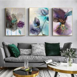 Üçlü Kanvas Tuval Tablo Seti Mor Ink Kod: LK836-K