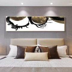 120x50cm Panoramik Kanvas Tuval Tablo Brown Abstract Kod: P054 Altın Metal Çerçeve-