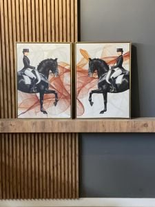 İkili Kanvas Tuval Tablo Royal Horse Kod: H120-K