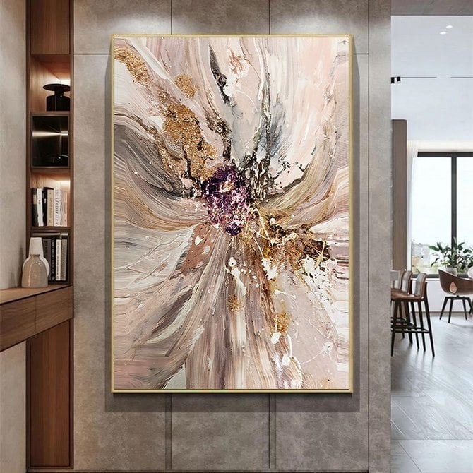 Kanvas Tuval Tablo Pembe Soyut Desenler Kod: K730