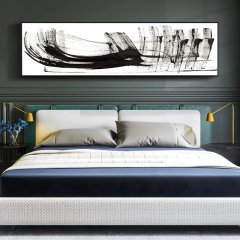 120x50cm Panoramik Kanvas Tuval Tablo Soyut Kod: P056 Altın Metal Çerçeve-