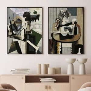 İkili Kanvas Tuval Tablo Abstract Faces Kod: H104-K