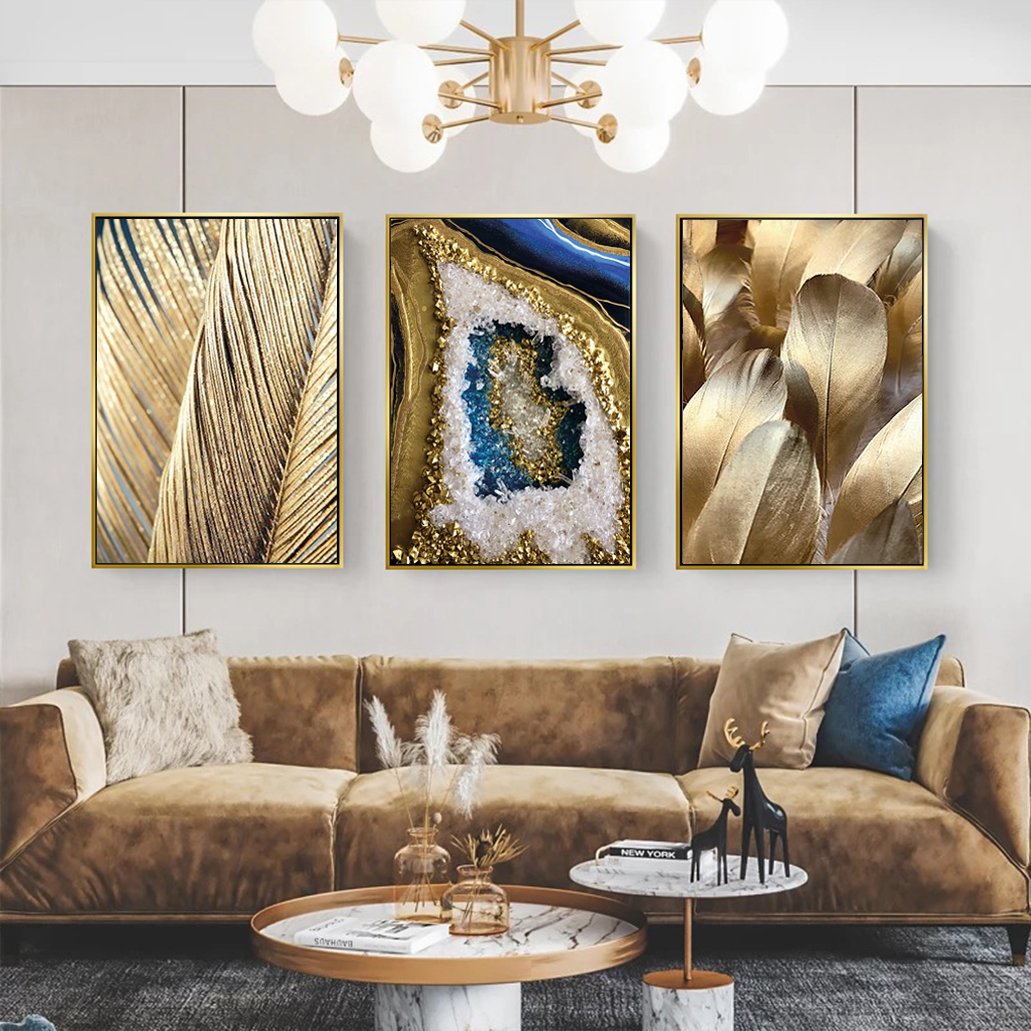 Üçlü Kanvas Tuval Tablo Seti Epoksi ve Tüyler Kod: LK399-K