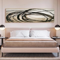 120x50cm Panoramik Kanvas Tuval Tablo Wire Abstract Kod: P061 Altın Metal Çerçeve-